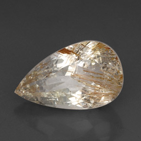 20.64캐럿 천연 골든 루틸 토파즈, 투명한, 21.3×12.9 mm, 투명/반투명