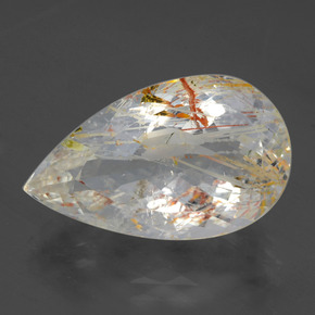 20.84캐럿 천연 골든 루틸 토파즈, 배 모양, 22.1×13.2 mm, 투명한