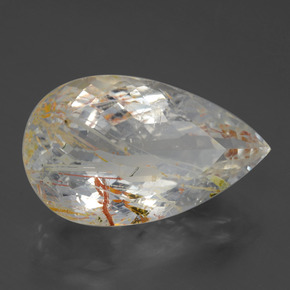 20.84캐럿 천연 골든 루틸 토파즈, 배 모양, 22.1×13.2 mm, 투명한