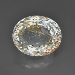 36.85캐럿 천연 골든 루틸 토파즈, 투명한, 21.2×17.5 mm, 투명/반투명