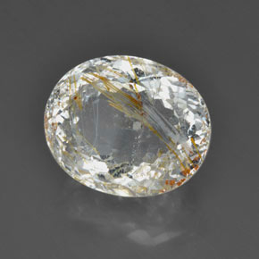 36.85캐럿 천연 골든 루틸 토파즈, 투명한, 21.2×17.5 mm, 투명/반투명