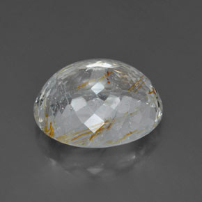 36.85캐럿 천연 골든 루틸 토파즈, 투명한, 21.2×17.5 mm, 투명/반투명