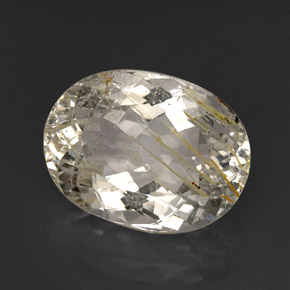 18.44캐럿 천연 골든 루틸 토파즈, 투명한, 17.4×13 mm, 투명/반투명