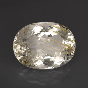 18.44캐럿 천연 골든 루틸 토파즈, 투명한, 17.4×13 mm, 투명/반투명