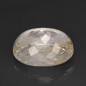 18.44캐럿 천연 골든 루틸 토파즈, 투명한, 17.4×13 mm, 투명/반투명