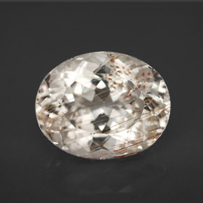 9.61캐럿 천연 골든 루틸 토파즈, 타원형 컷, 13.7×11 mm, 투명한