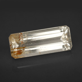 7.41캐럿 천연 골든 루틸 토파즈, 에메랄드 컷, 16.7×6.7 mm, 투명한