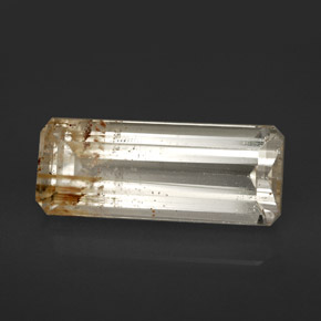7.41캐럿 천연 골든 루틸 토파즈, 에메랄드 컷, 16.7×6.7 mm, 투명한