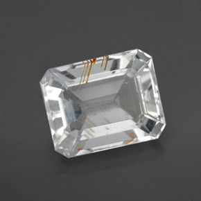 6.25캐럿 천연 골든 루틸 토파즈, 에메랄드 컷, 11.7×9.3 mm, 투명한