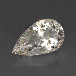 15.47캐럿 천연 골든 루틸 토파즈, 배 모양, 19.7×11.9 mm, 투명한