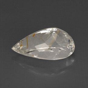 15.47캐럿 천연 골든 루틸 토파즈, 배 모양, 19.7×11.9 mm, 투명한