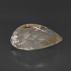 16.08캐럿 천연 골든 루틸 토파즈, 배 모양, 19.8×12 mm, 투명한