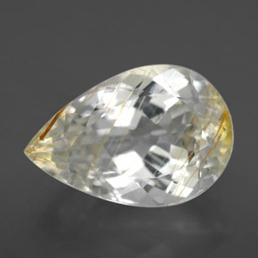 8.21캐럿 천연 골든 루틸 토파즈, 배 모양, 14.4×9.7 mm, 투명한
