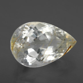 8.21캐럿 천연 골든 루틸 토파즈, 배 모양, 14.4×9.7 mm, 투명한