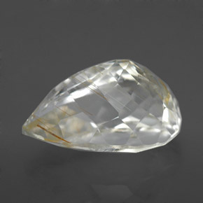 8.21캐럿 천연 골든 루틸 토파즈, 배 모양, 14.4×9.7 mm, 투명한