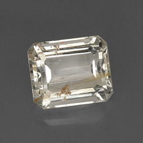 8.79캐럿 천연 골든 루틸 토파즈, 에메랄드 컷, 12.2×10.1 mm, 투명한