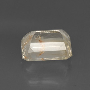 8.79캐럿 천연 골든 루틸 토파즈, 에메랄드 컷, 12.2×10.1 mm, 투명한