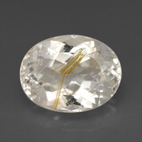 7.49캐럿 천연 골든 루틸 토파즈, 타원형 컷, 12.8×9.8 mm, 투명한