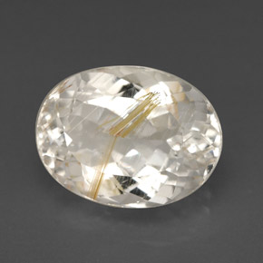 7.49캐럿 천연 골든 루틸 토파즈, 타원형 컷, 12.8×9.8 mm, 투명한