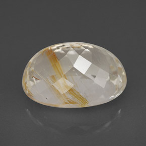 7.49캐럿 천연 골든 루틸 토파즈, 타원형 컷, 12.8×9.8 mm, 투명한