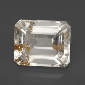 7.51캐럿 천연 골든 루틸 토파즈, 에메랄드 컷, 11.9×9.6 mm, 투명한