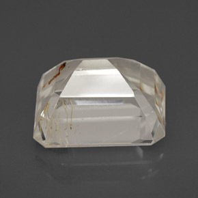 7.51캐럿 천연 골든 루틸 토파즈, 에메랄드 컷, 11.9×9.6 mm, 투명한