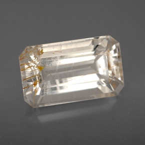 9.20캐럿 천연 골든 루틸 토파즈, 에메랄드 컷, 15.1×9 mm, 투명한