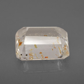 6.46캐럿 천연 골든 루틸 토파즈, 에메랄드 컷, 11.3×9.5 mm, 투명한