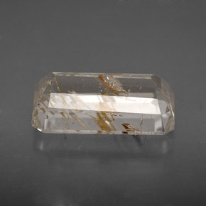 7.53캐럿 천연 골든 루틸 토파즈, 에메랄드 컷, 14.3×8.5 mm, 투명한