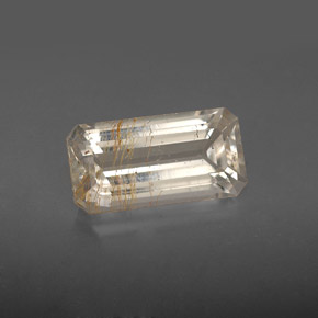 3.66캐럿 천연 골든 루틸 토파즈, 에메랄드 컷, 12.2×6.4 mm, 투명한