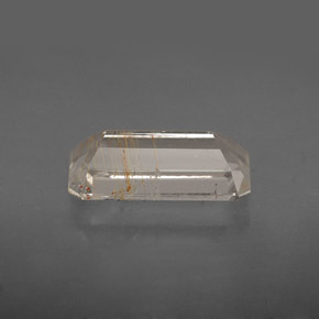 3.66캐럿 천연 골든 루틸 토파즈, 에메랄드 컷, 12.2×6.4 mm, 투명한