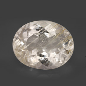 17.25캐럿 천연 골든 루틸 토파즈, 타원형 컷, 17.8×14.2 mm, 투명한