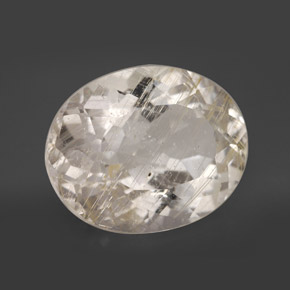 17.25캐럿 천연 골든 루틸 토파즈, 타원형 컷, 17.8×14.2 mm, 투명한