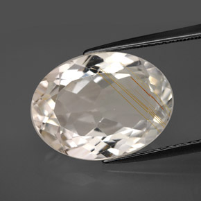 11.37캐럿 천연 골든 루틸 토파즈, 타원형 컷, 16×12 mm, 투명한