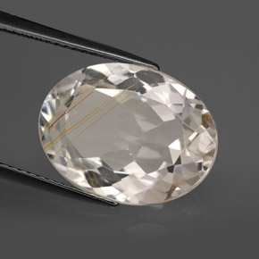 11.37캐럿 천연 골든 루틸 토파즈, 타원형 컷, 16×12 mm, 투명한