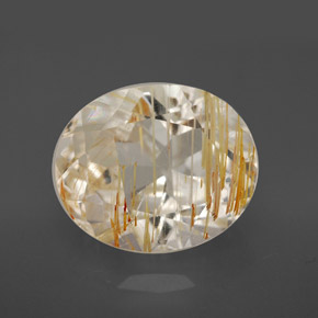 8.38캐럿 천연 골든 루틸 토파즈, 타원형 컷, 13.2×11 mm, 투명한