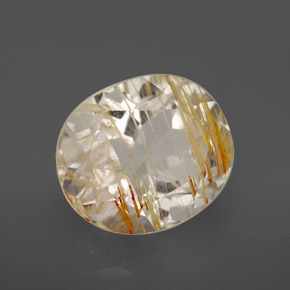 8.38캐럿 천연 골든 루틸 토파즈, 타원형 컷, 13.2×11 mm, 투명한