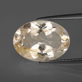 7.03캐럿 천연 골든 루틸 토파즈, 타원형 컷, 13.9×10.1 mm, 투명한