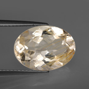 7.03캐럿 천연 골든 루틸 토파즈, 타원형 컷, 13.9×10.1 mm, 투명한