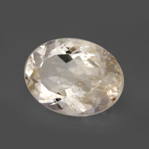 12.03캐럿 천연 골든 루틸 토파즈, 타원형 컷, 16.1×12.1 mm, 투명한