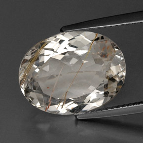 11.65캐럿 천연 골든 루틸 토파즈, 타원형 컷, 15.9×12.2 mm, 투명한