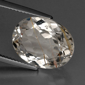 11.65캐럿 천연 골든 루틸 토파즈, 타원형 컷, 15.9×12.2 mm, 투명한