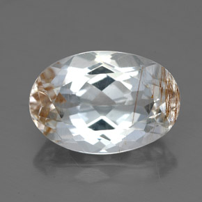 6.49캐럿 천연 골든 루틸 토파즈, 타원형 컷, 13.5×9.2 mm, 투명한