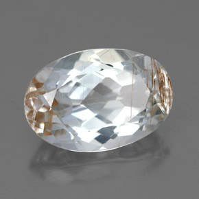 6.49캐럿 천연 골든 루틸 토파즈, 타원형 컷, 13.5×9.2 mm, 투명한