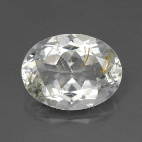 5.18캐럿 천연 골든 루틸 토파즈, 타원형 컷, 12.4×9.4 mm, 투명한