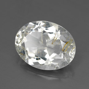 5.18캐럿 천연 골든 루틸 토파즈, 타원형 컷, 12.4×9.4 mm, 투명한