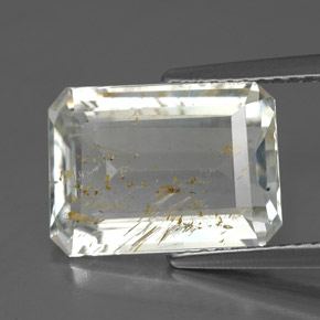6.02캐럿 천연 골든 루틸 토파즈, 에메랄드 컷, 12.5×9 mm, 투명한