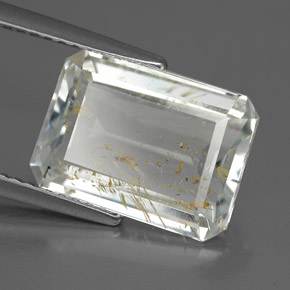 6.02캐럿 천연 골든 루틸 토파즈, 에메랄드 컷, 12.5×9 mm, 투명한