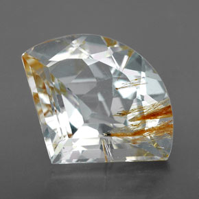 9.21캐럿 천연 골든 루틸 토파즈, 멋진 모양, 16.4×12.8 mm, 투명한