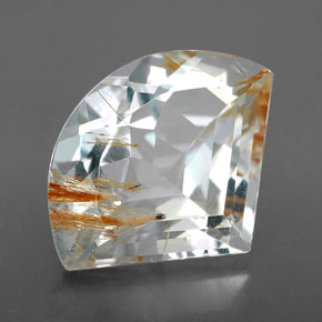9.21캐럿 천연 골든 루틸 토파즈, 멋진 모양, 16.4×12.8 mm, 투명한